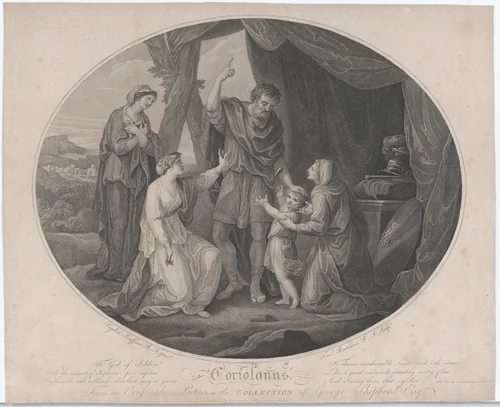 Coriolanus: "The God of Soldiers, to shame invulnerable..." (Shakespeare, Coriolanus, Act 5) by Francesco Bartolozzi, print, 1785