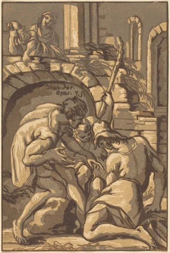 Two Shepherds and a Boy by John Skippe, print, 1781-1783