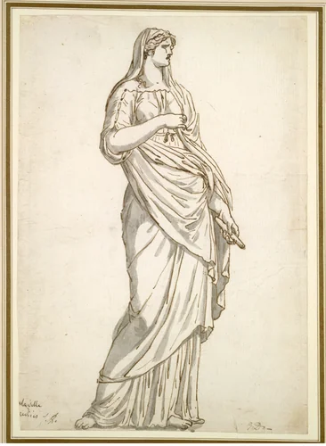 Study of the Sabine Statue from the Villa Medici by Jacques-Louis David, drawing, 1775-1780