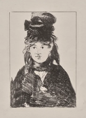 Berthe Morisot in Black by Edouard Manet, print, 1872-1884