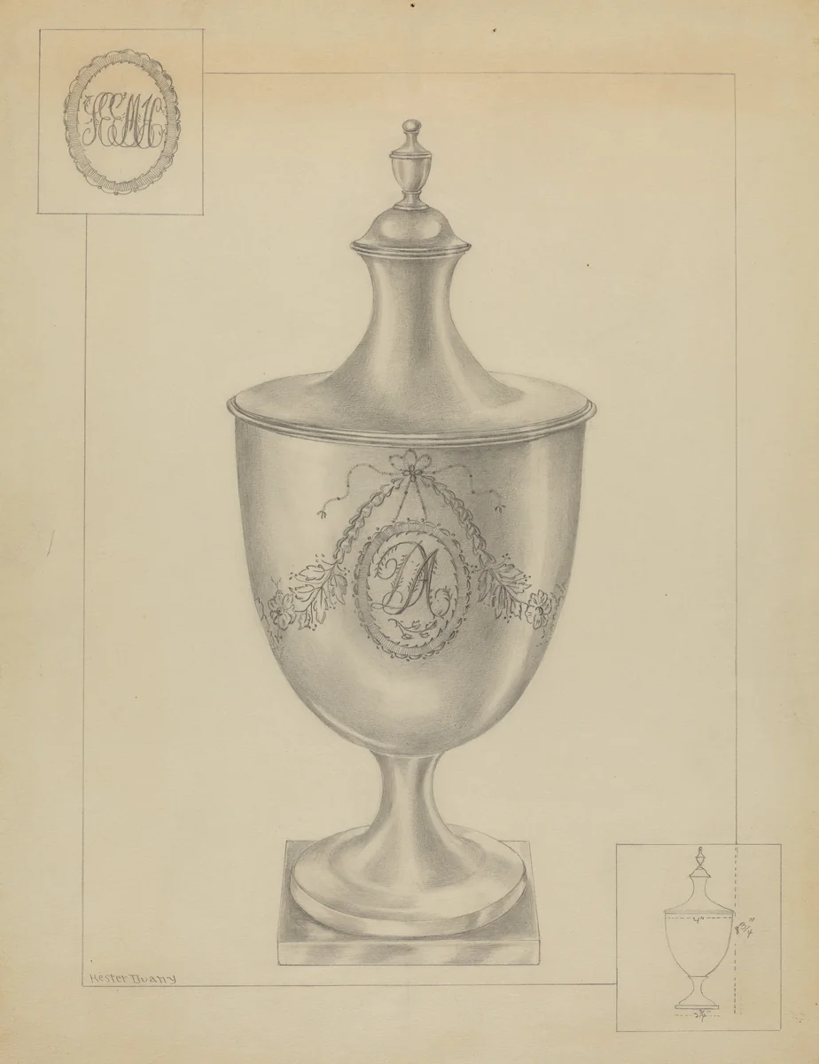 Silver Sugar Bowl by Hester Duany, index of american design, 1936