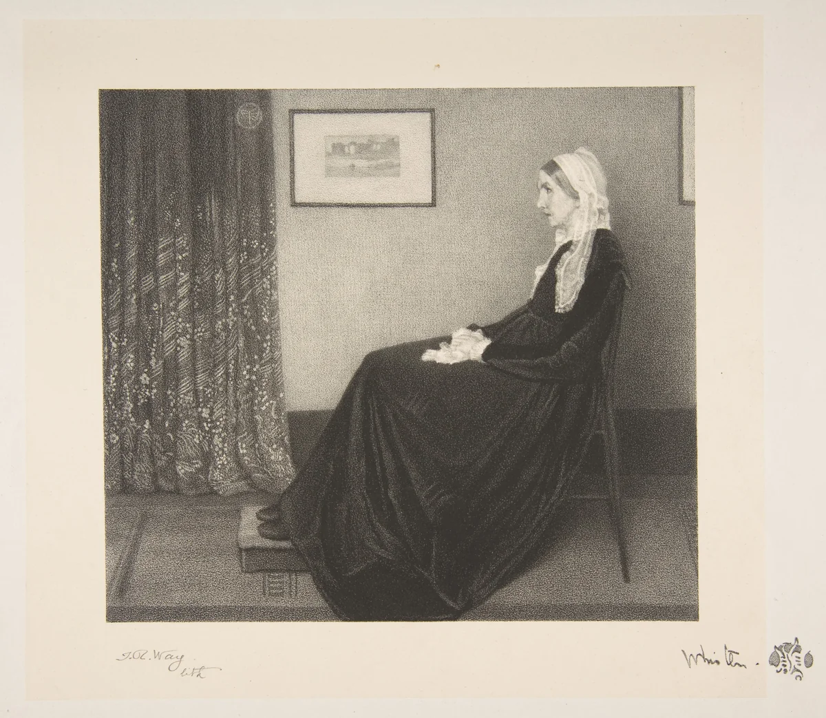 Arrangement in Grey and Black: Portrait of the Artist's Mother by Thomas Robert Way, print, 1892