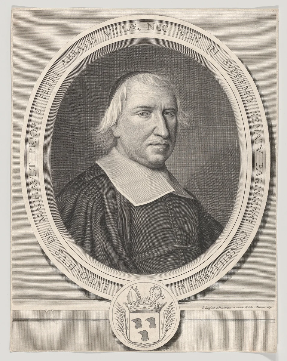 Portrait of Louis de Marchault, Prieur de Saint-Pierre d'Abbeville by Jean Lenfant, print, 1670