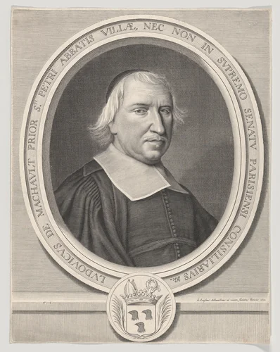 Portrait of Louis de Marchault, Prieur de Saint-Pierre d'Abbeville by Jean Lenfant, print, 1670