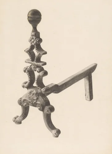 Andiron (one of pair) by Herman Bader, index of american design, 1938