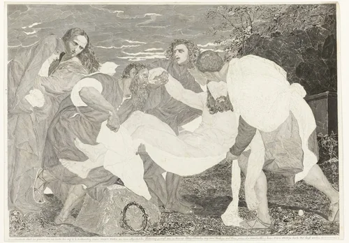 Graflegging van Christus by Johannes de Mare, print, 1847-1849
