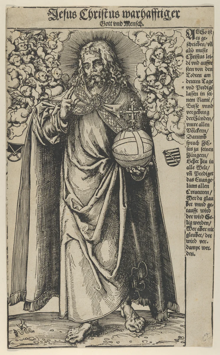 Christ from Christ, the Apostles and St. Paul by Lucas Cranach, print, 1472-1553