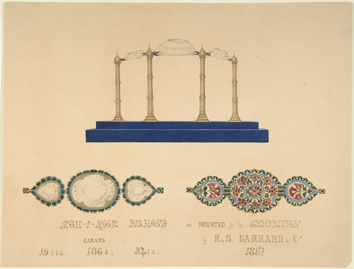 Drawing of the "Koh-I-Noor Diamond" by R. S. Garrard & Co., drawing, 1851