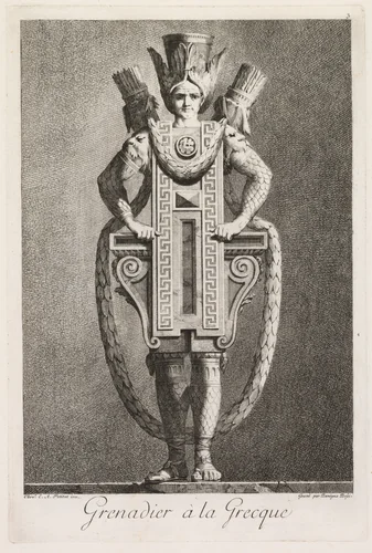 Grenadier in the Greek Style, Plate 3 by Benigno Bossi, print, 1771