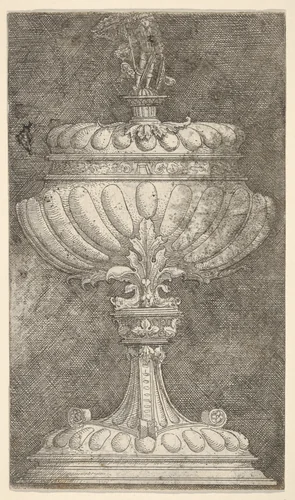 Covered Goblet with a Knight on the Lid by Albrecht Altdorfer, print, 1500-1538