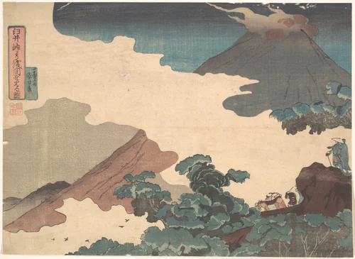 View of Mt. Asama from the Usui Pass by Utagawa Kuniyoshi (歌川國芳), print, 1840-1860