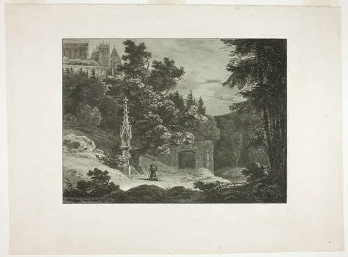 Pilgrim in the Woods by Carl Blechen, print, 1825