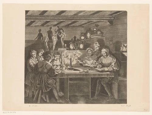Academie van beeldhouwer Baccio Bandinelli by anonymous, print, 1531