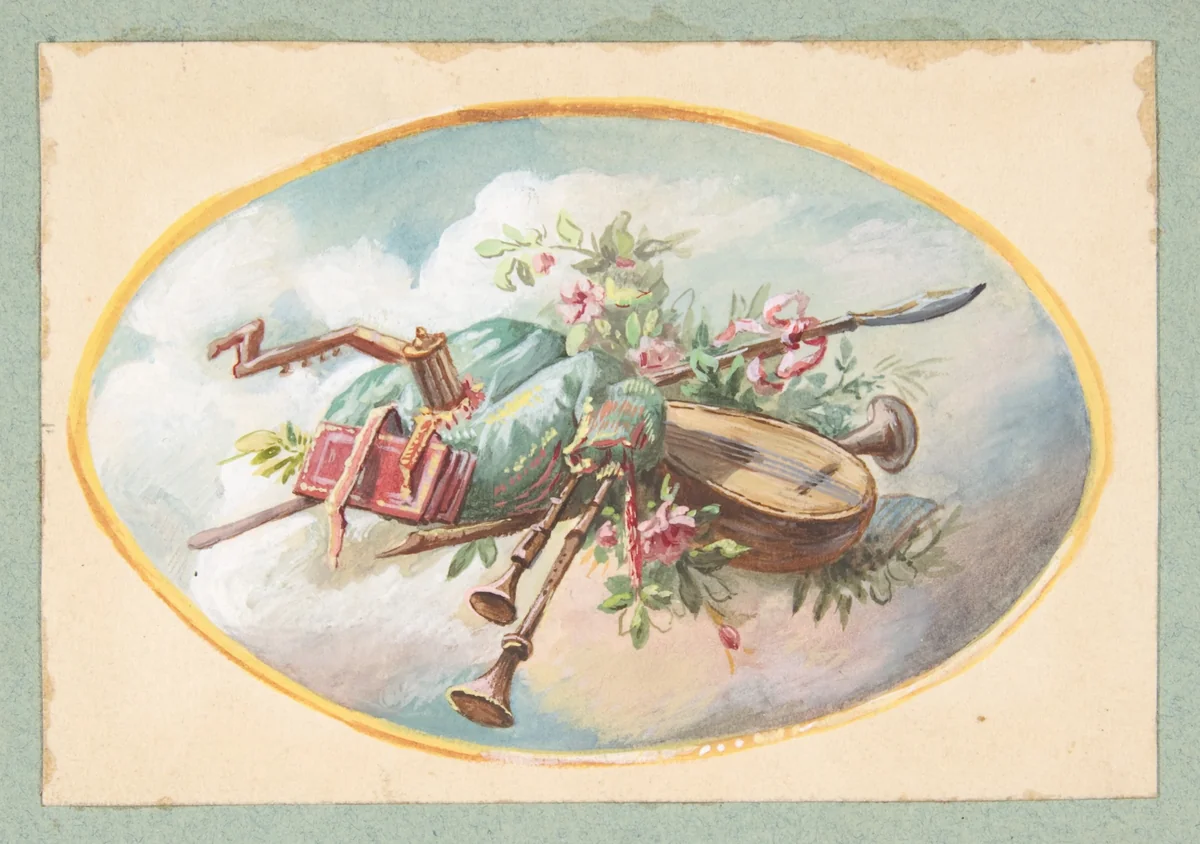 Allegory of the Arts (Music?) by Jules-Edmond-Charles Lachaise, drawing, 1850-1900