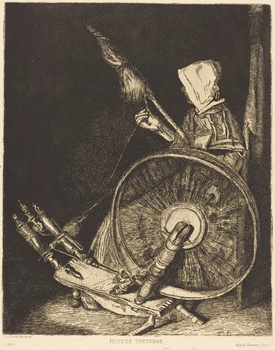 Fileuse Bretonne (Breton Spinner) by François Bonvin, portfolio, 1861