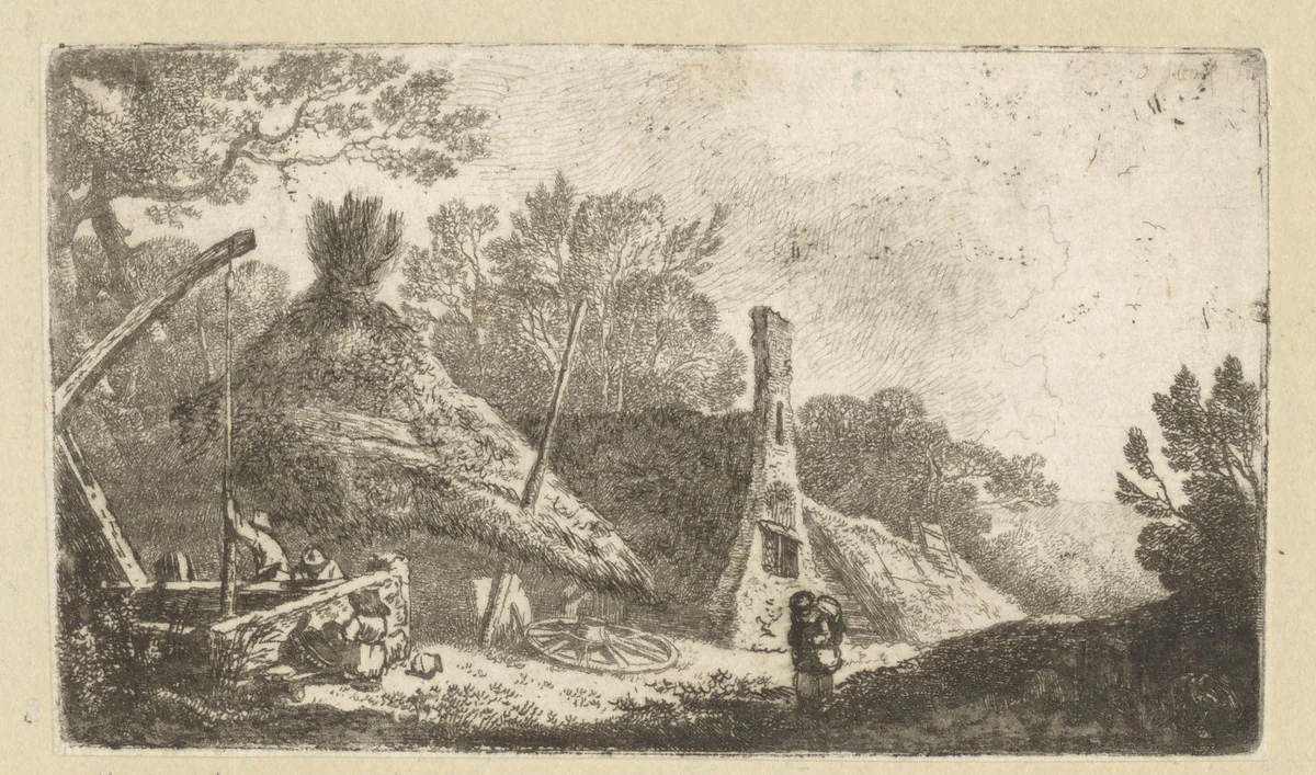 Landschap met waterput by Johann Christian Klengel, print, 1761-1824