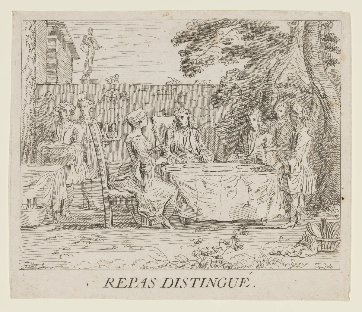 Elegant Repast by Anne Claude Philippe de Tubières, print, 1770