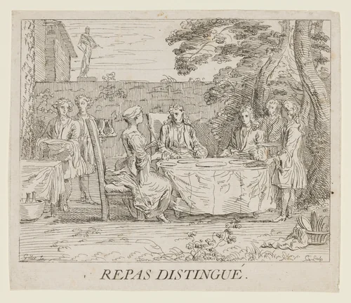 Elegant Repast by Anne Claude Philippe de Tubières, print, 1770