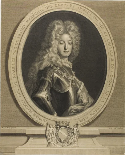 Portrait of Adrien-Maurice, Duke of Noailles by Pierre Drevet, print, 1721