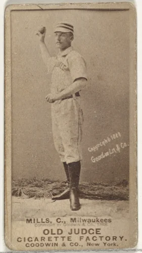 Lynn Mills, Catcher, Milwaukee, from the Old Judge series (N172) for Old Judge Cigarettes by Goodwin & Company, photograph, 1888