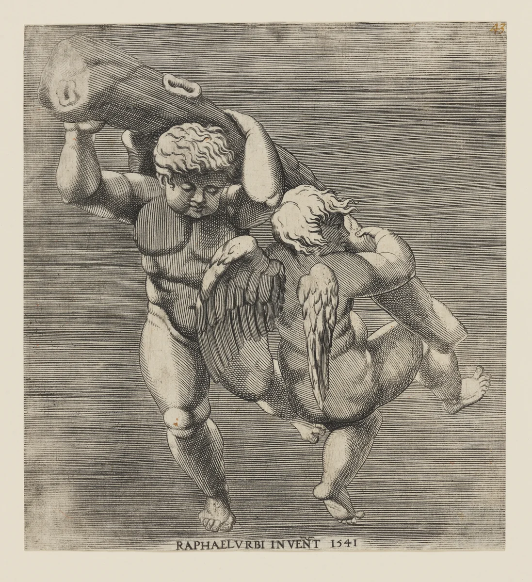 The club of Hercules by Raphael, print, 1541