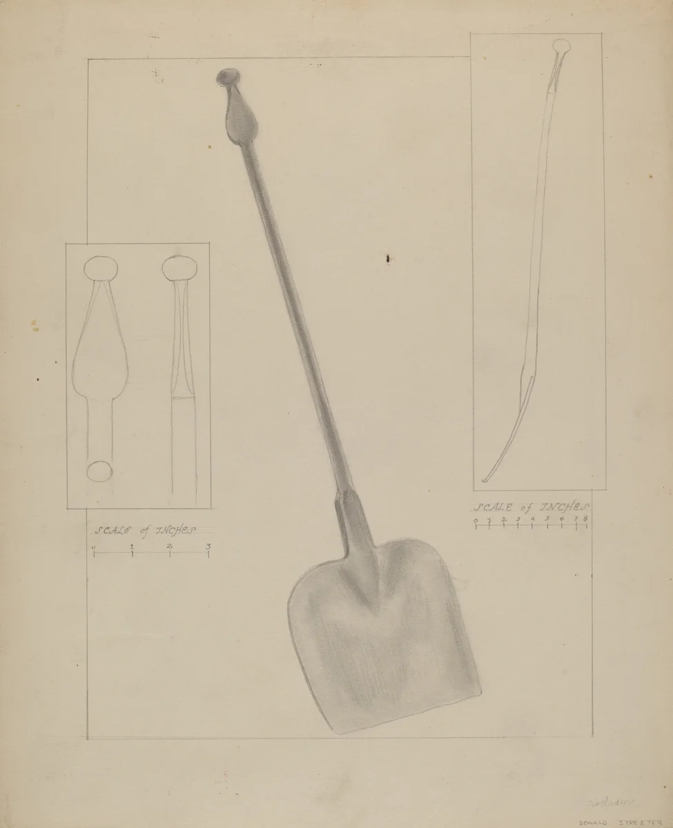 Wrought Iron Fireplace Shovel by Donald Streeter, index of american design, 1936