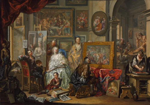 The Artist's Studio by Johann Georg Platzer, painting, 1740-1759