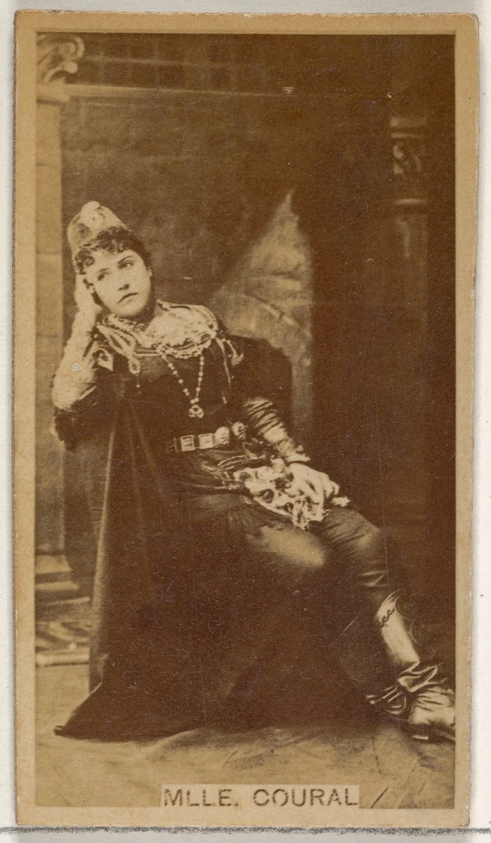 Mlle. Couralet, from the Actors and Actresses series (N45, Type 8) for Virginia Brights Cigarettes by Allen & Ginter, photograph, 1885-1891