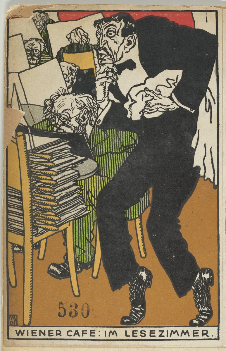 Vienesse Café: In the Reading Room (Wiener Café: Im Lesezimmer) by Moriz Jung, print, 1911
