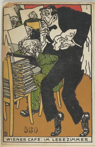 Vienesse Café: In the Reading Room (Wiener Café: Im Lesezimmer) by Moriz Jung, print, 1911