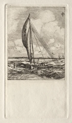 Swift Sailing Proa, Mulgrave Archipelago, Oceania by Charles Meryon, print, 1866