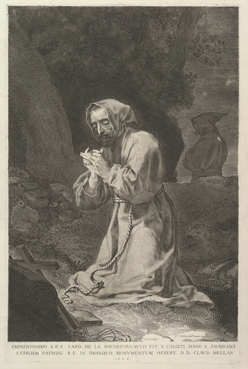 St. Francis of Assisi by Claude Mellan, print, 1638