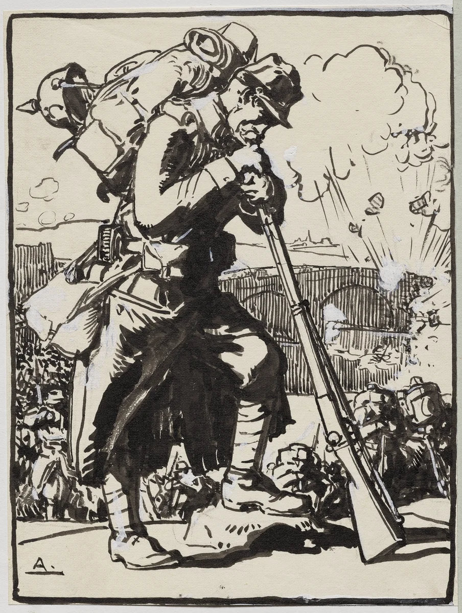 La Retraite après Charleroi... by Auguste Louis Lepère, drawing, 1914