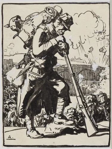 La Retraite après Charleroi... by Auguste Louis Lepère, drawing, 1914