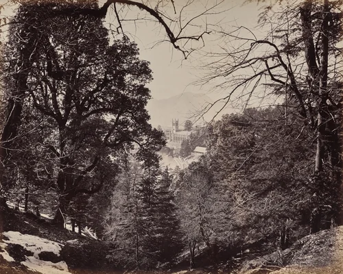 Shimla. The Church Through the Trees, from Jakko by Samuel Bourne, photograph, 1863-1870