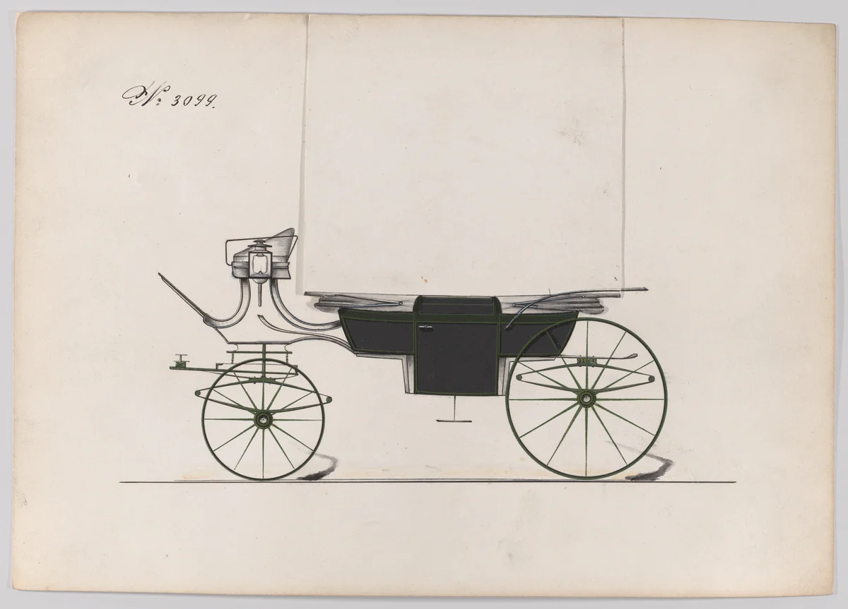 Design for Landau, No. 3099 by Brewster & Co., drawing, 1875