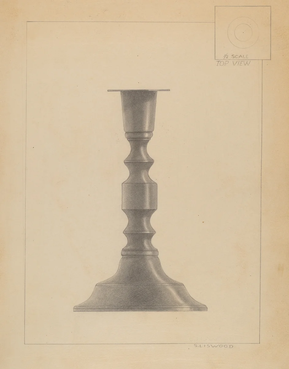 Candlestick by Sidney Liswood, index of american design, 1936