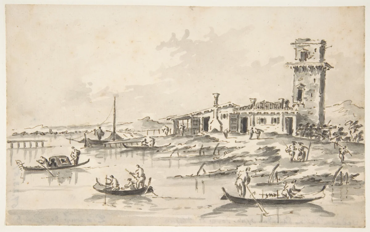 The Tower at Marghera by Giacomo Guardi, drawing, 1764-1835