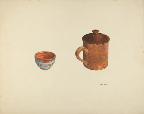 Zoar Dish and Coffee and Cider Cup w/ Lid by Angelo Bulone, index of american design, 1938