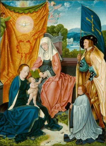 Virgin and Child with Saint Anne, Saint Gereon, and a Donor by Bartholomäus Bruyn, painting, 1510-1530