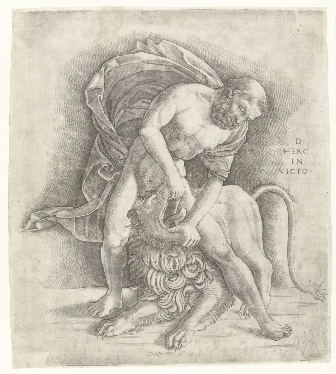 Hercules Fighting the Nemean Lion by Unknown, print, 1507