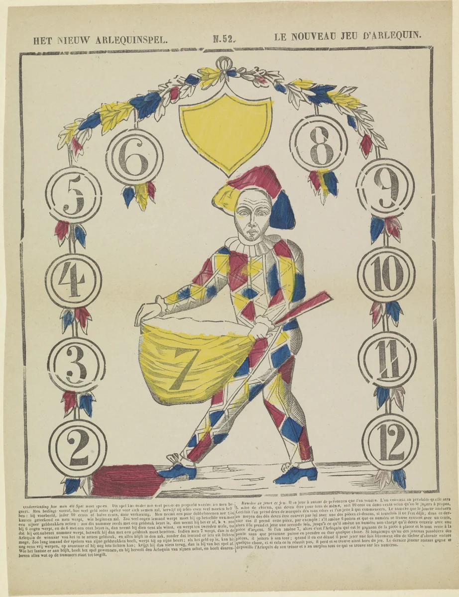 Het nieuw arlequinspel / Le nouveau jeu d'arlequin by Philippus Jacobus Brepols, print, 1800-1833