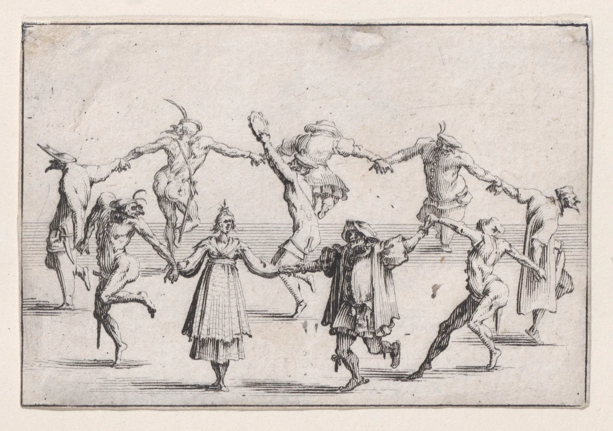La Ronde (The Round Dance), from "Les Caprices" Series A, The Florence Set by Jacques Callot, print, 1617