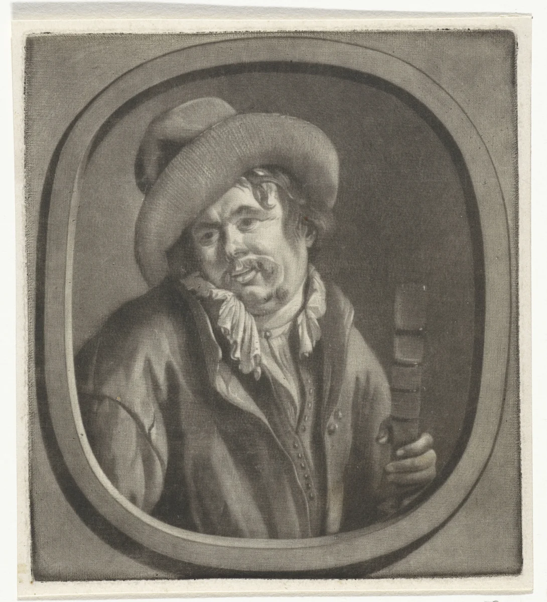 Man met een glas in de hand by Arnout Rentinck, print, 1722-1775