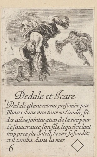 Daedalus en Icarus by Stefano della Bella, print, 1620-1664