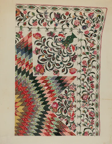 Patchwork and Applique Quilt by Mary Berner, index of american design, 1935-1942