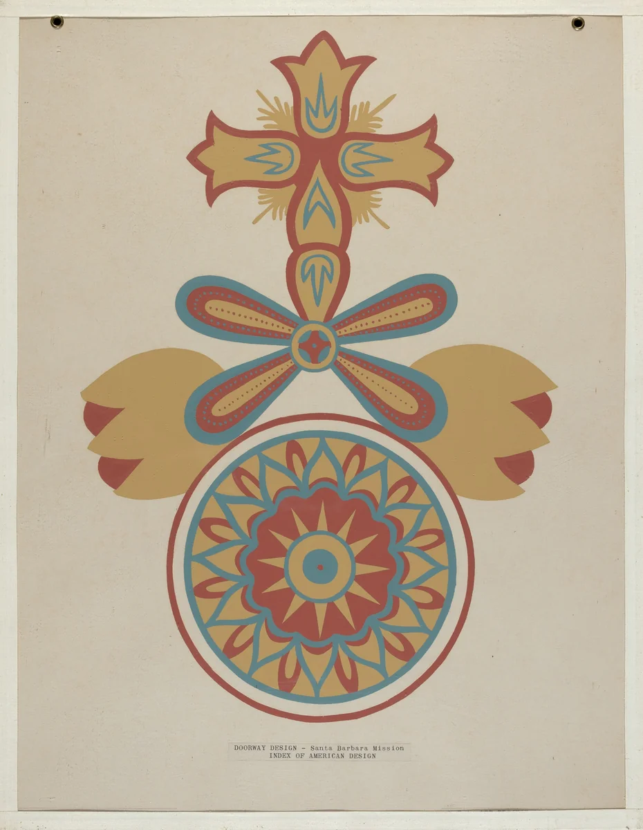 Santa Barbara Mission Doorway Design from the portfolio "Decorative Art of Spanish California" by American 20th Century, index of american design, 1935-1942