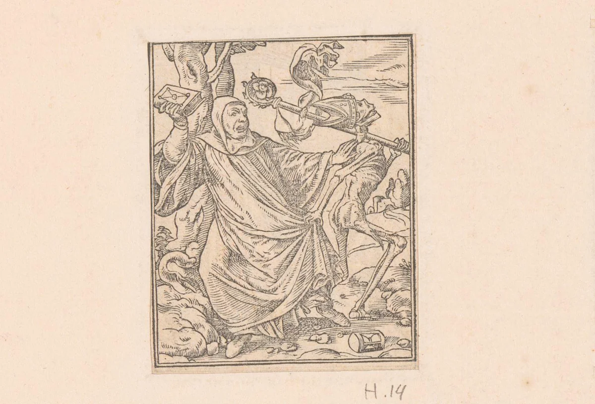 Abt met de Dood by anonymous, print, 1547