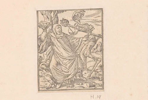 Abt met de Dood by anonymous, print, 1547