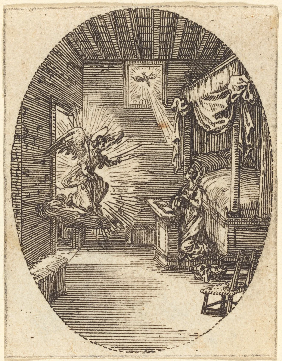 The Annunciation by Jacques Callot, print, 1592-1635